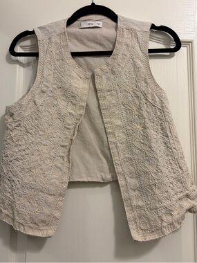 Mango Linen Crochet Vest